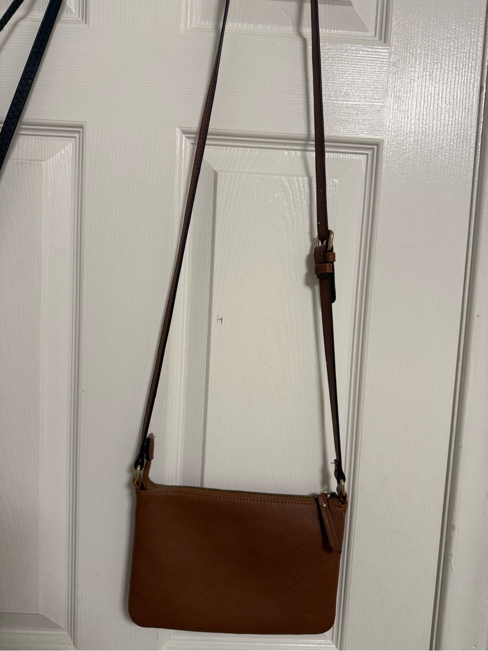 Forever 21 Brown Faux Leather Crossbody Bag with Gold Hardware